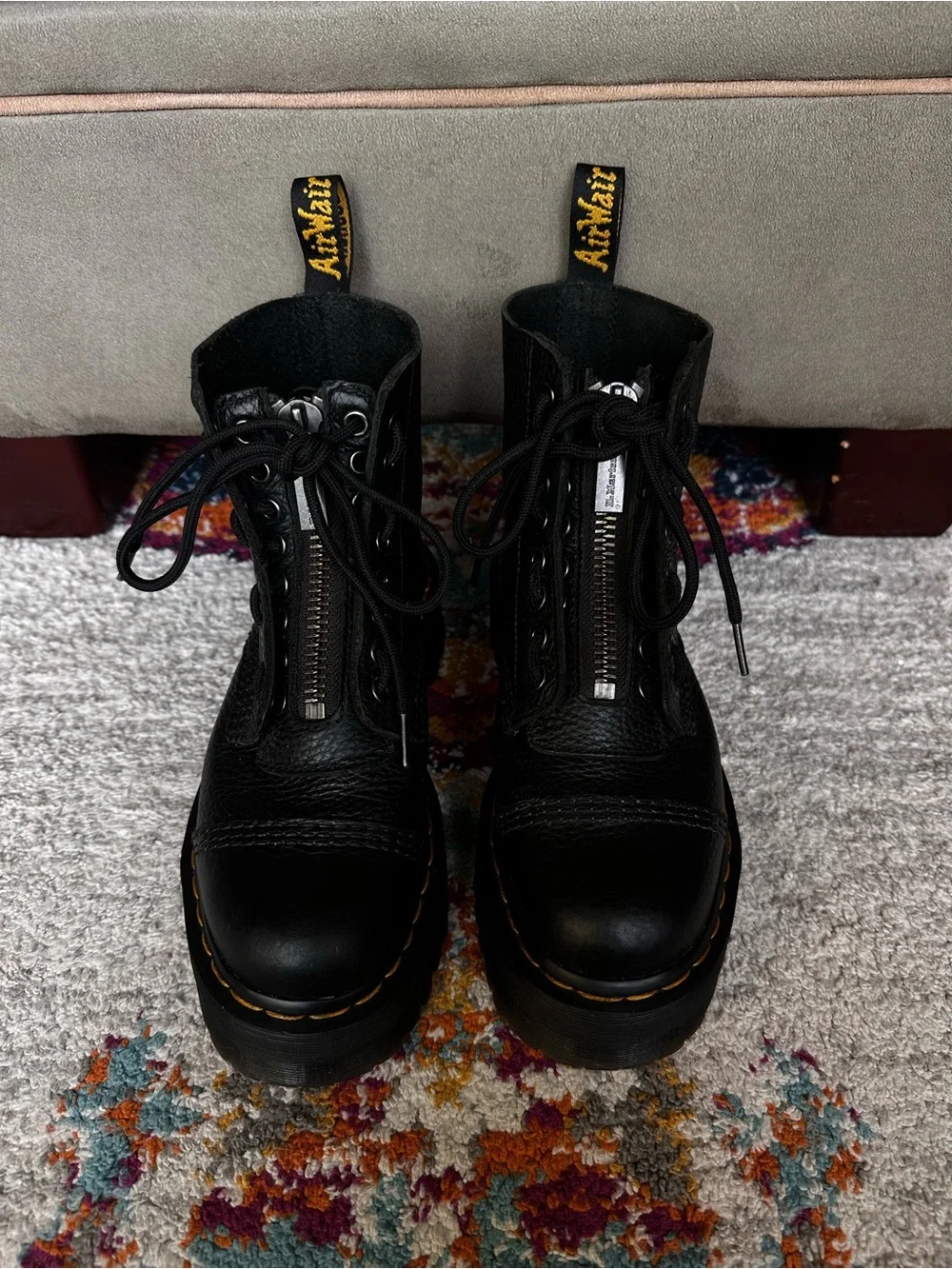 Dr. Martens | Docs SINCLAIR Leather Platform Zip + Lace Up Boots in Black - Picture 2 of 13